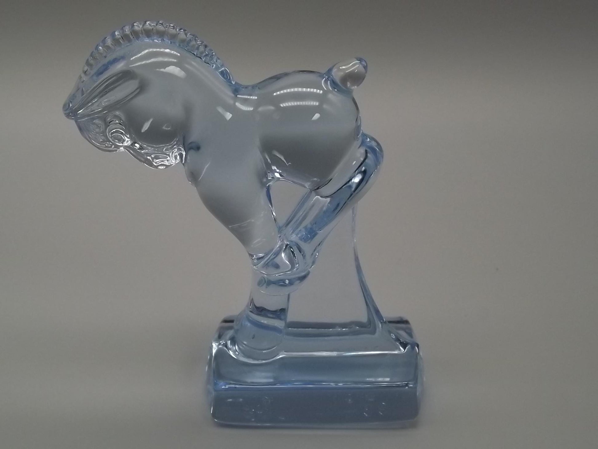 Vintage Heisey Longaberger Blue Glass Bucking Horse Figurine