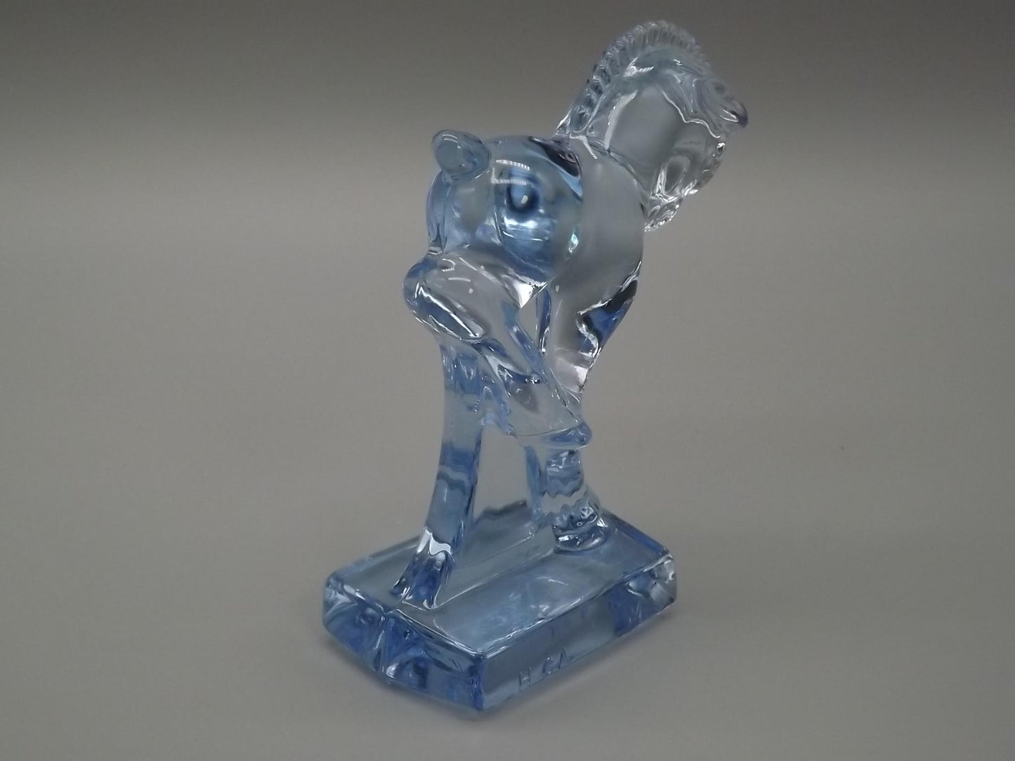 Vintage Heisey Longaberger Blue Glass Bucking Horse Figurine
