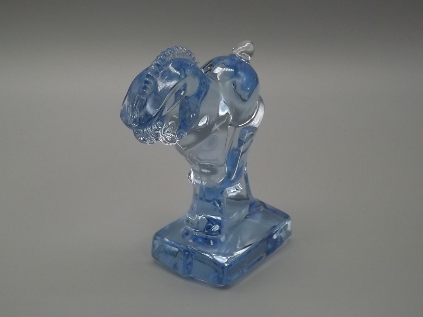 Vintage Heisey Longaberger Blue Glass Bucking Horse Figurine