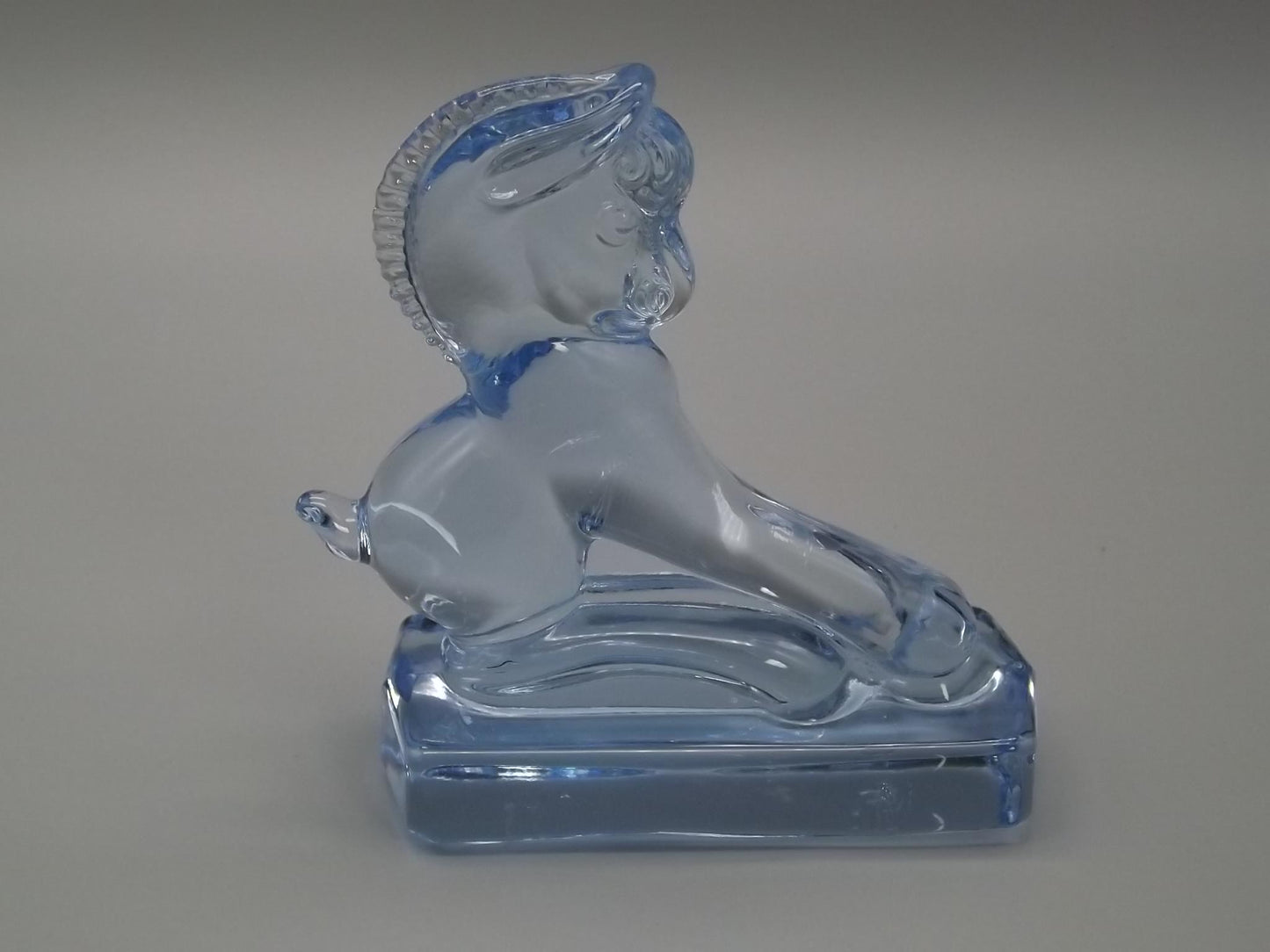 Vintage Heisey Longaberger Blue Glass Horse Figurine