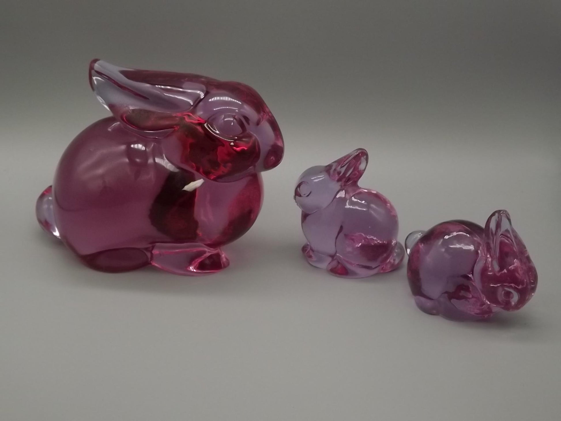 Vintage Heisey Lavender Ice Glass Rabbit Family - Limited Edition