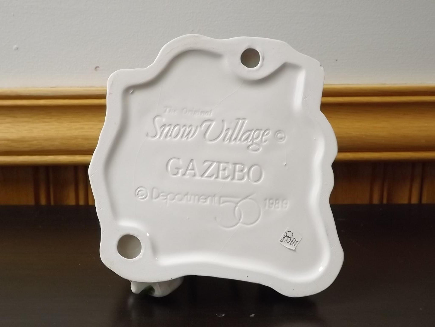 Vintage 1989 Snow Village Gazebo with Skaters: Seasonal Display with Box & COA