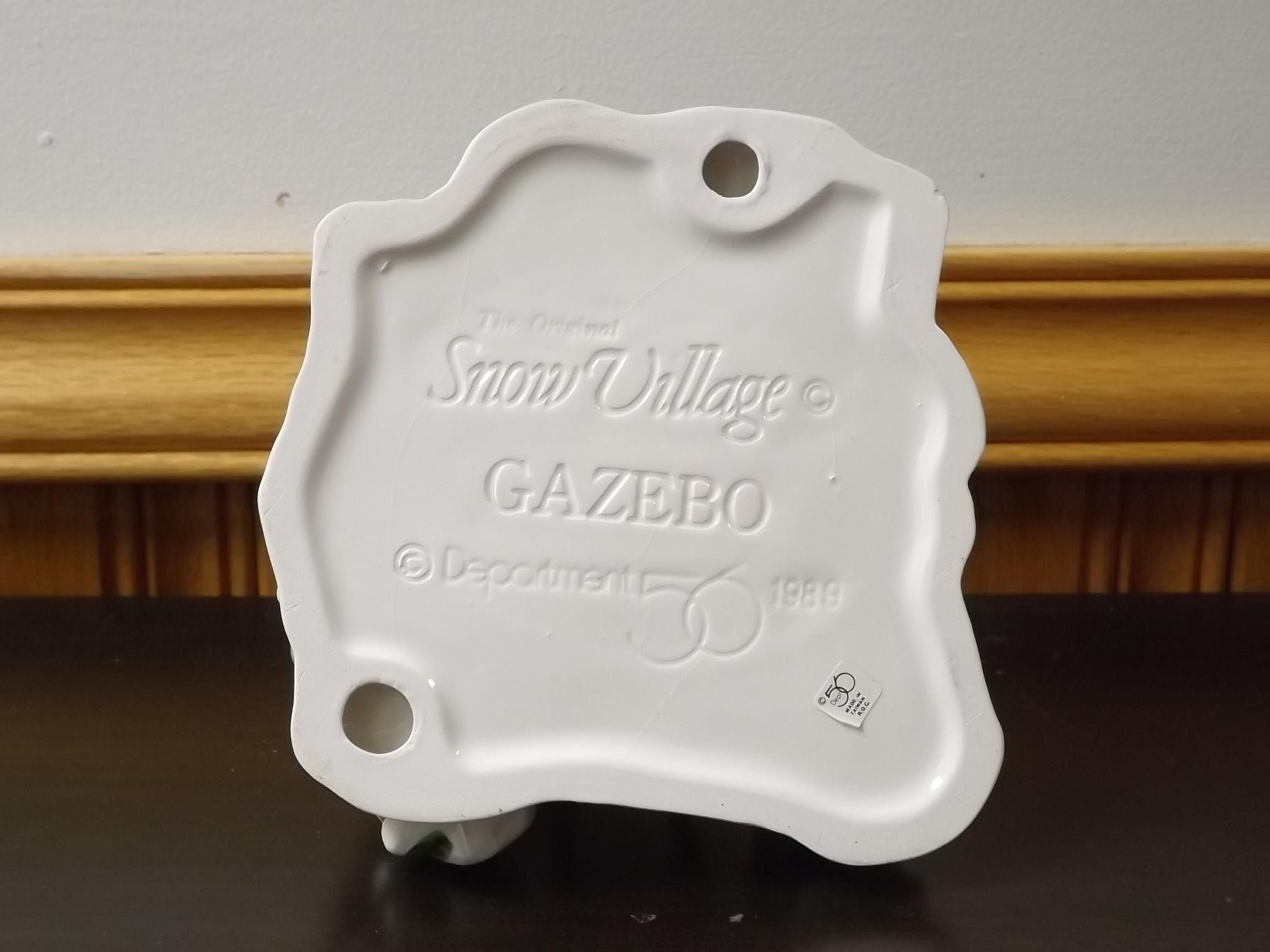 Vintage 1989 Snow Village Gazebo with Skaters: Seasonal Display with Box & COA