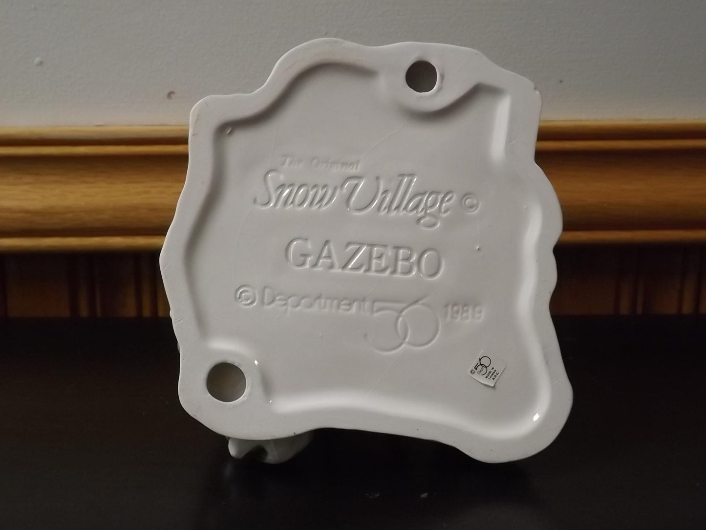 Vintage 1989 Snow Village Gazebo with Skaters: Seasonal Display with Box & COA