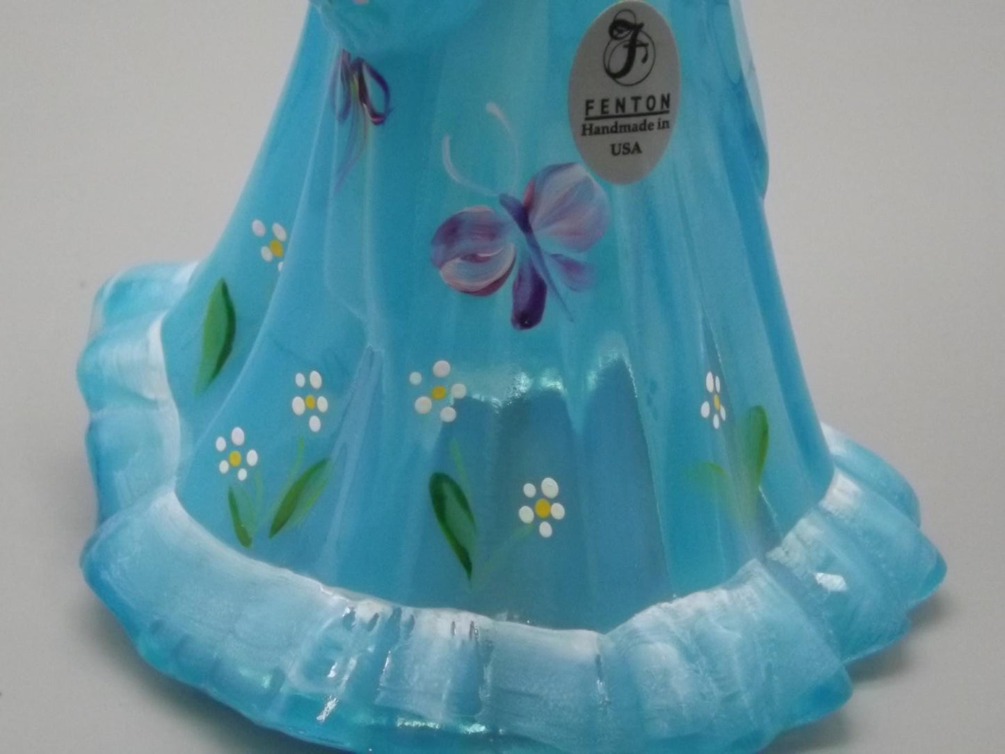 Vintage Fenton Bridesmaid Figurine: Hand-Painted Sky Blue Glass