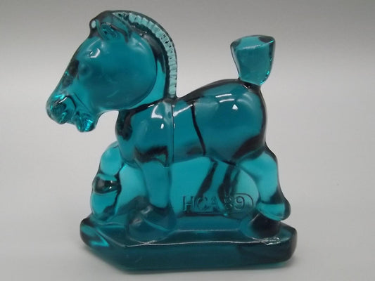Vintage Heisey by Fenton Teal Glass "Sparky" Horse Figure