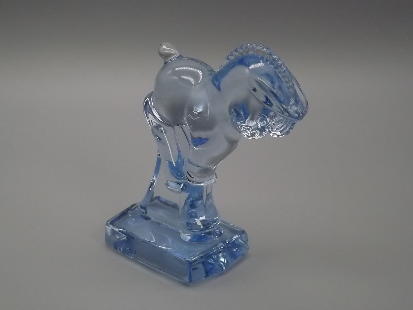 Vintage Heisey Longaberger Blue Glass Bucking Horse Figurine