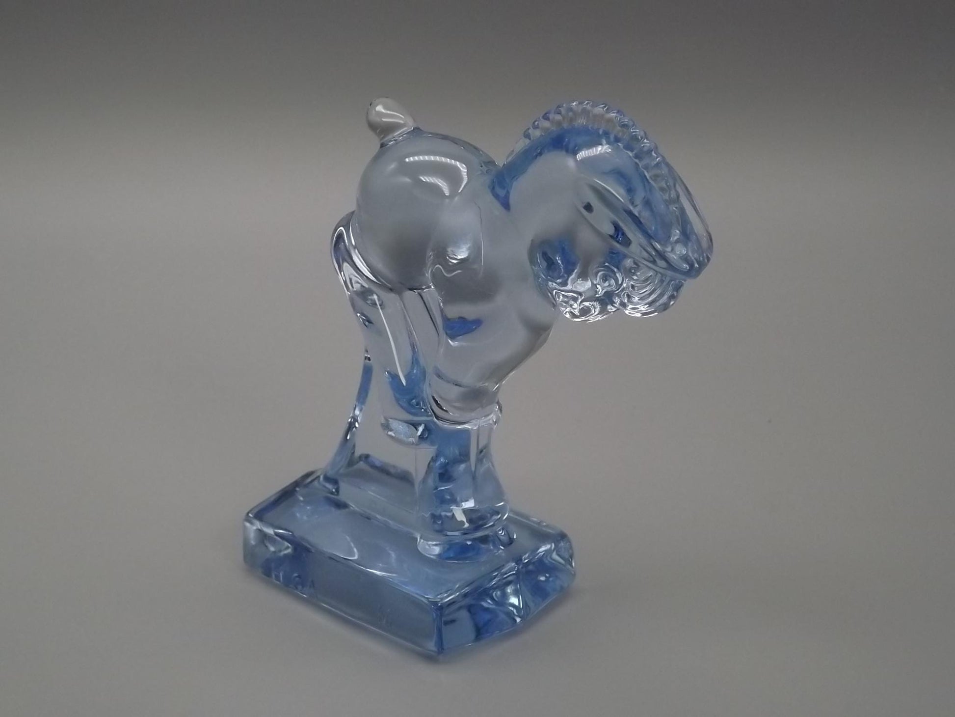 Vintage Heisey Longaberger Blue Glass Bucking Horse Figurine