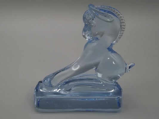 Vintage Heisey Longaberger Blue Glass Horse Figurine