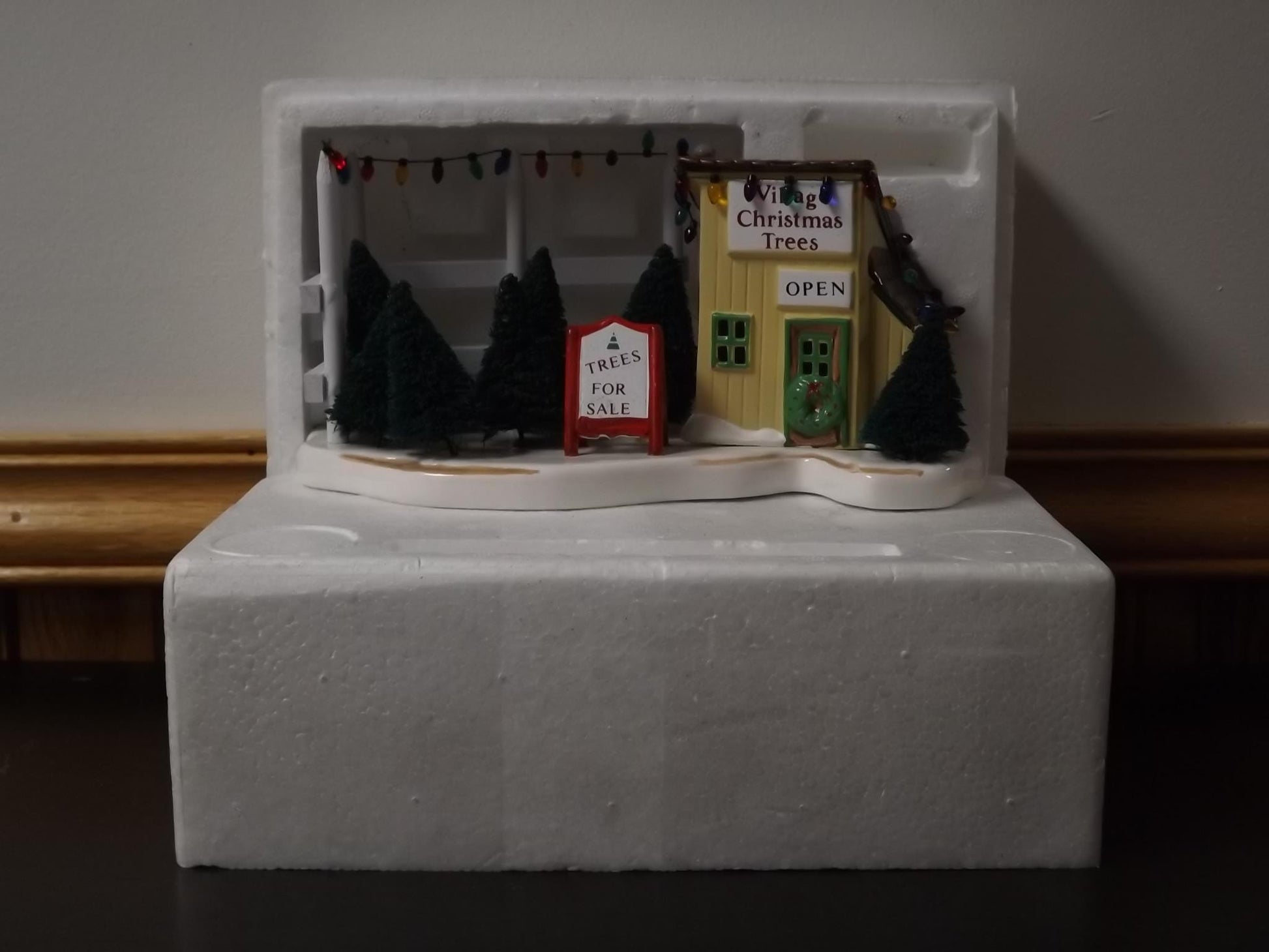 Vintage 1988 Snow Village "Village Christmas Trees" Figurine with Box & COA