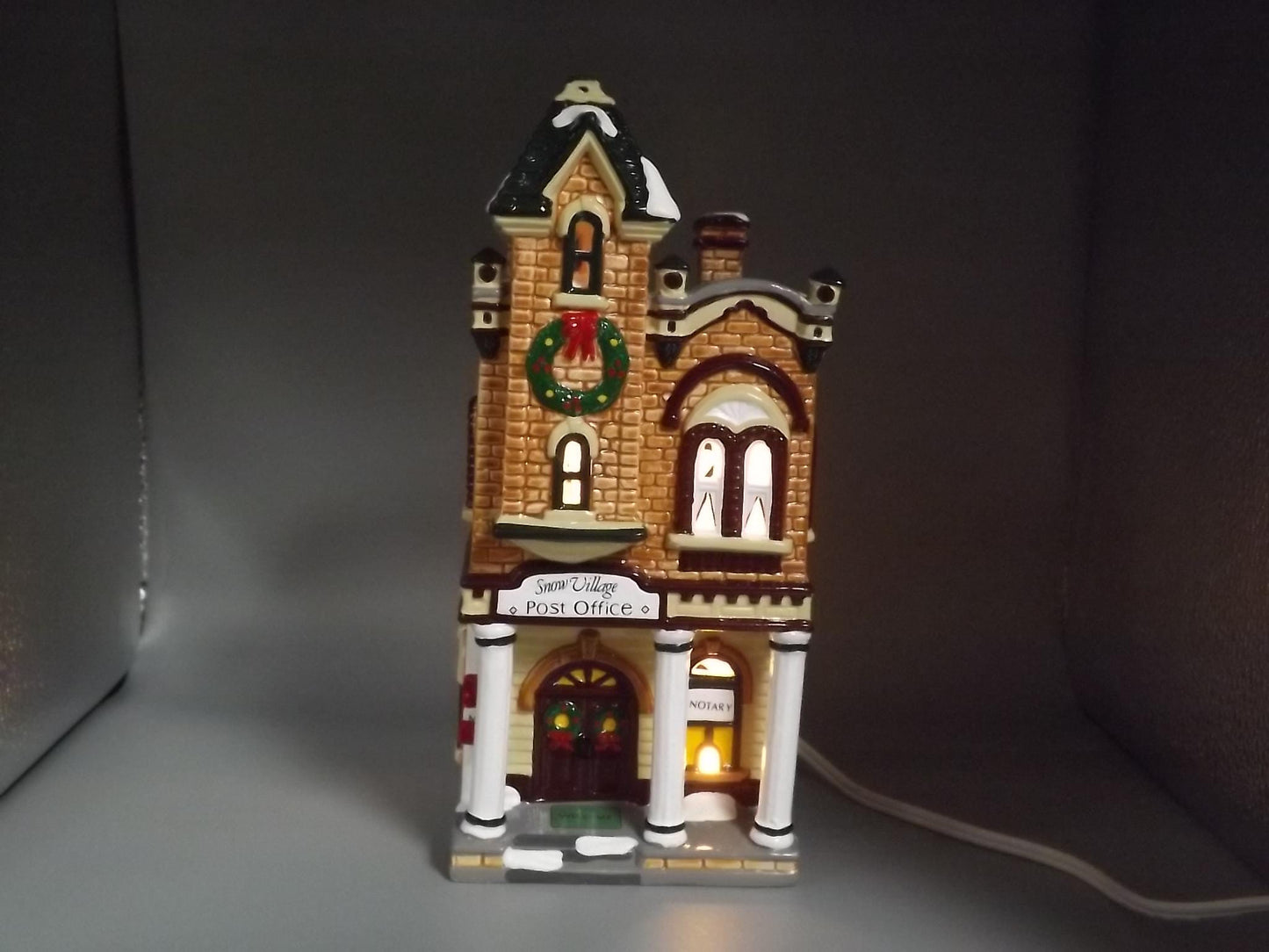 Vintage 1992 Snow Village Post Office Figurine: Holiday Village Scene (With Box & COA)