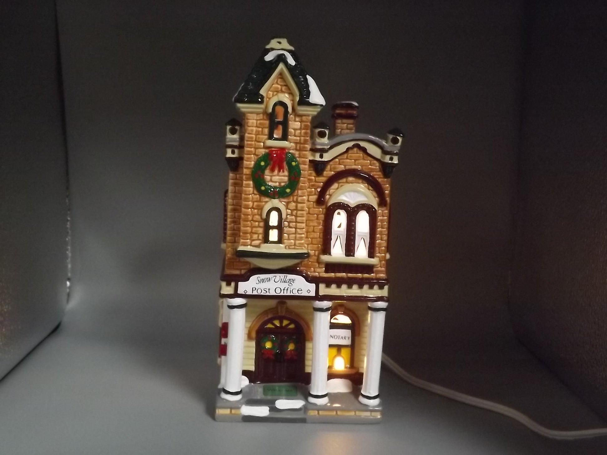 Vintage 1992 Snow Village Post Office Figurine: Holiday Village Scene (With Box & COA)