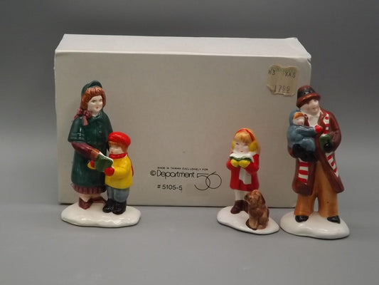Vintage Snow Village Caroling Family Figurine Set #5105-5 - With Box