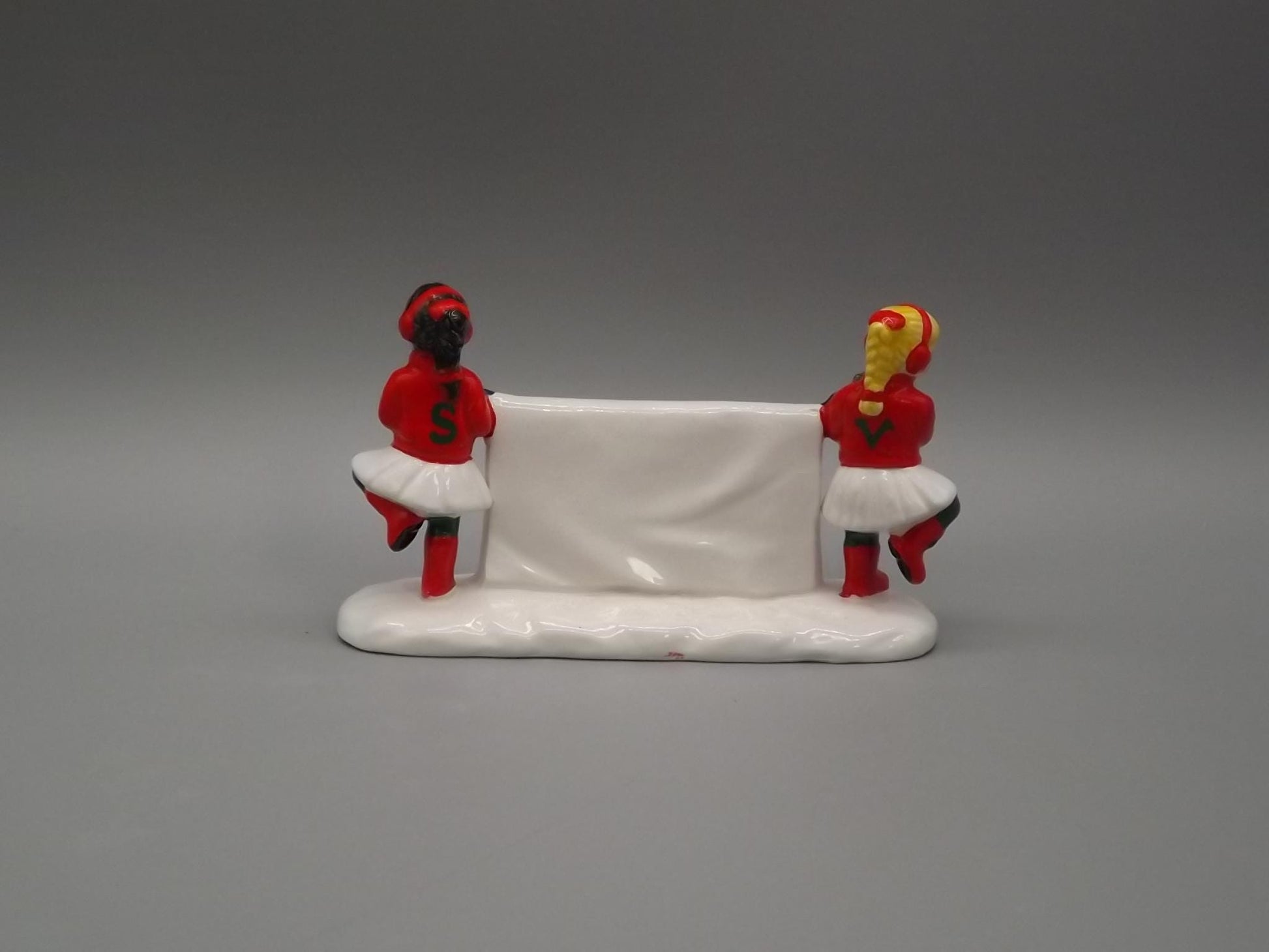 Vintage Snow Village Figurine: "Come Join the Parade" Banner Girls, #5411-9 (With Box)