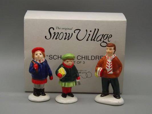 Vintage Snow Village Figurine: "School Children" Set #5118-7, With Box