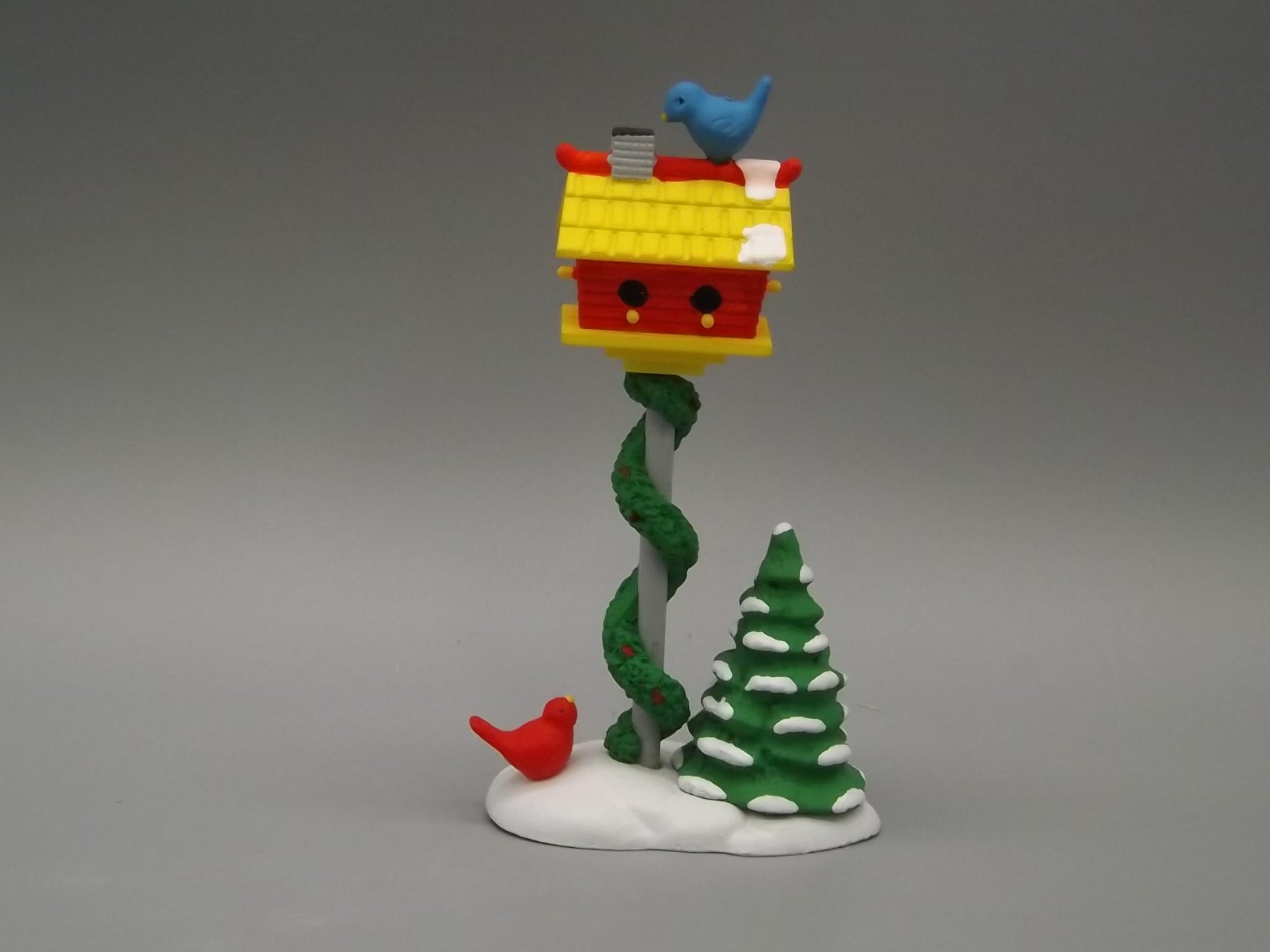 Vintage Snow Village Birdhouse Figurine: "A Home for the Holidays"