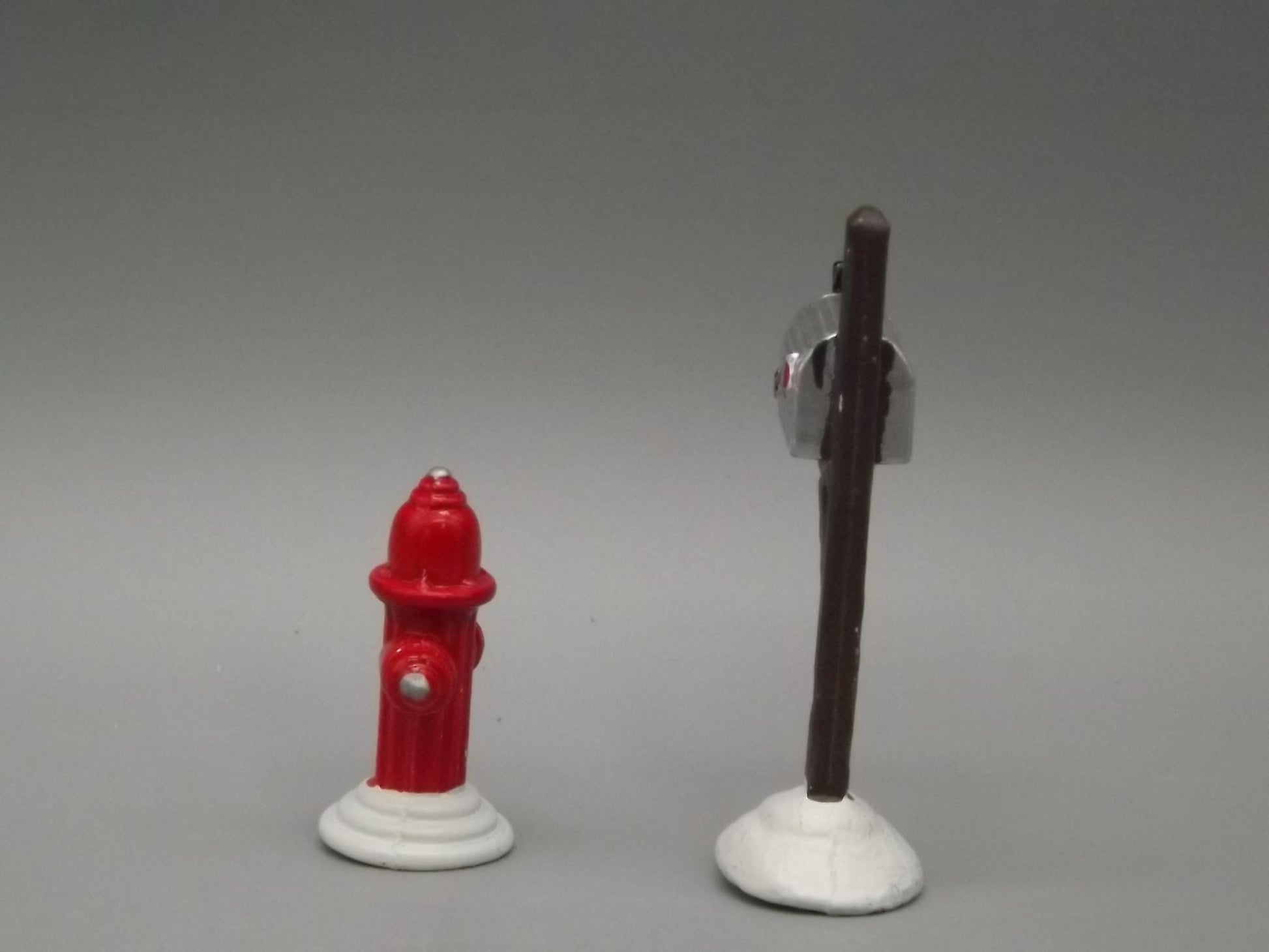 Vintage Snow Village Fire Hydrant and Mailbox Figures - #5132-2