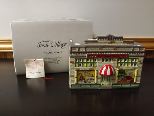Vintage 1988 Snow Village "Village Market" Illuminated Store with Box & COA