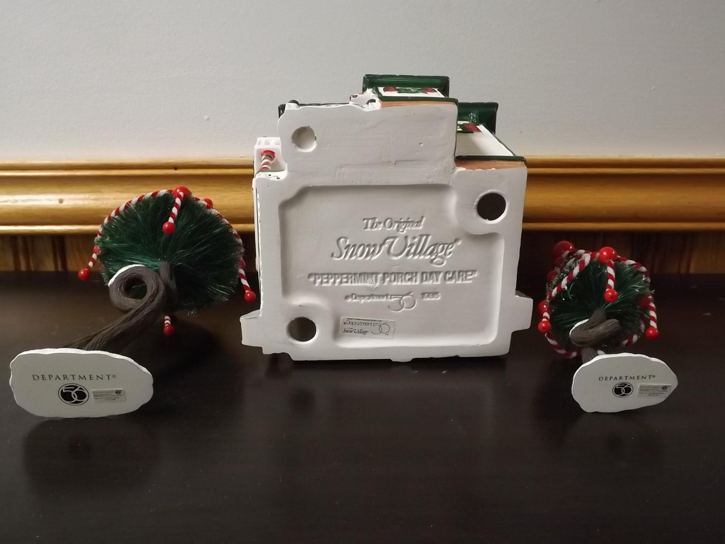 Vintage 1995 Snow Village Peppermint Porch Daycare: Illuminated Christmas Village Display