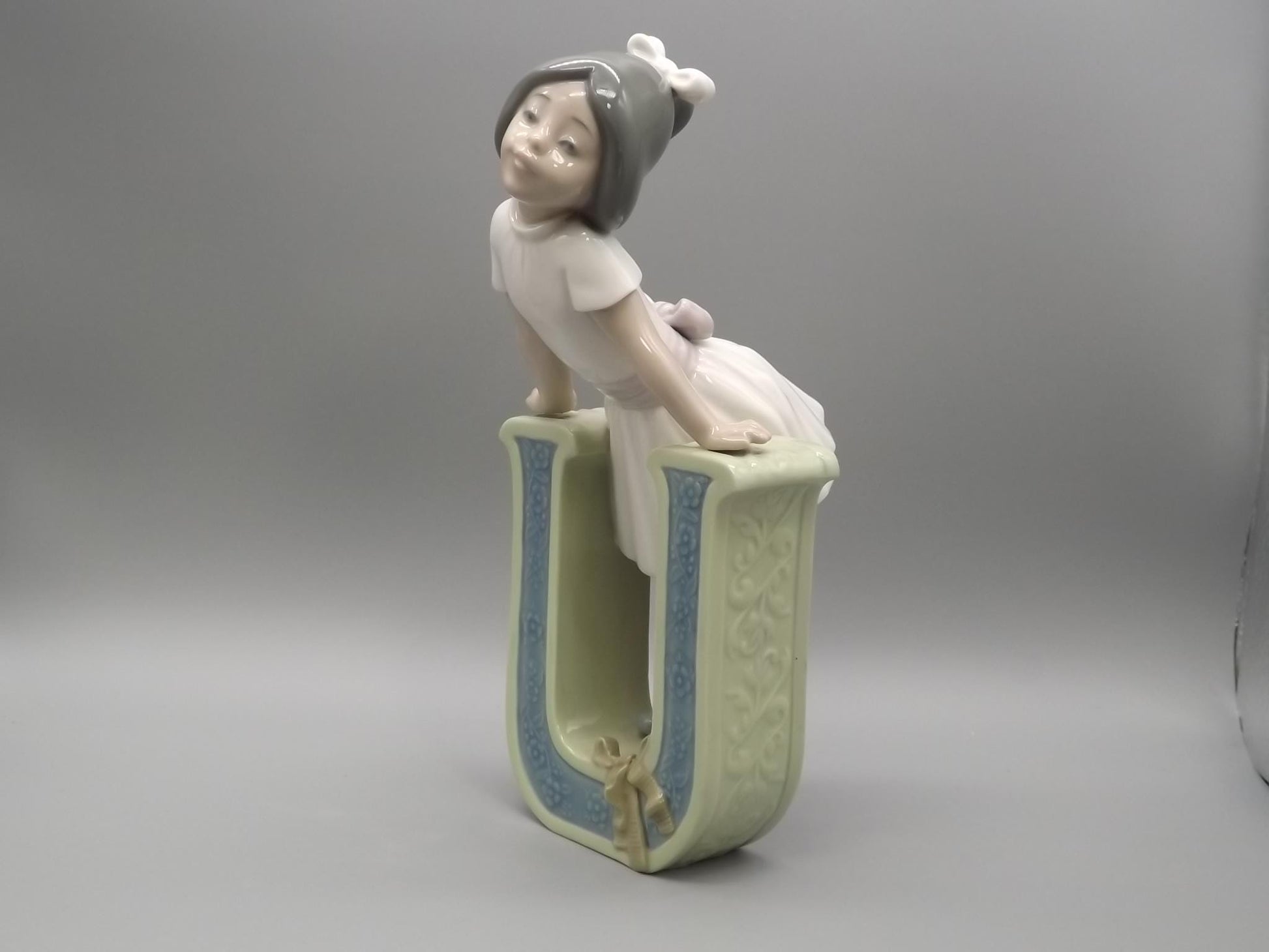 Vintage Lladro Figurine: "U is for Ursala" Girl in Letter (1982)