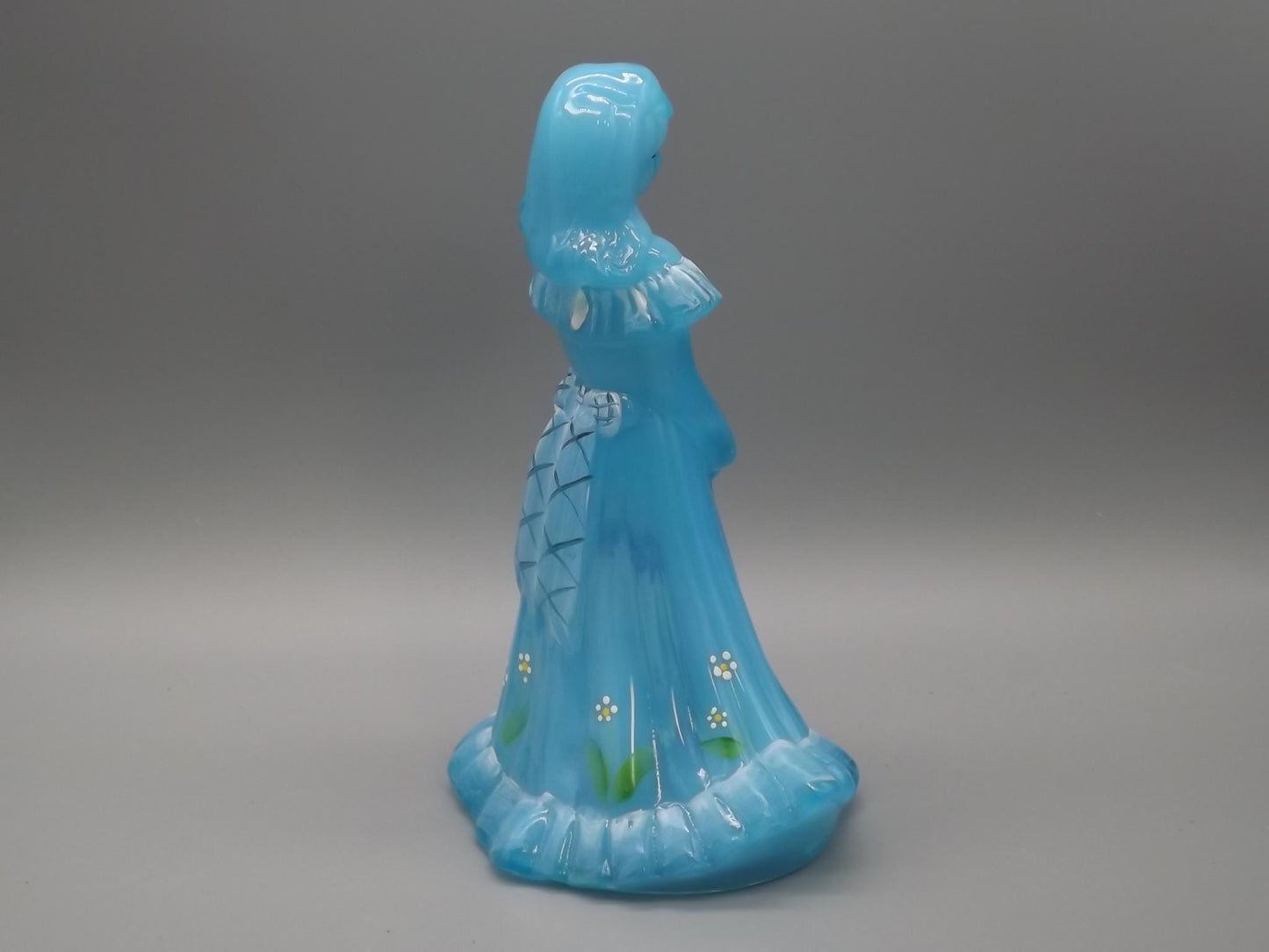 Vintage Fenton Bridesmaid Figurine: Hand-Painted Sky Blue Glass