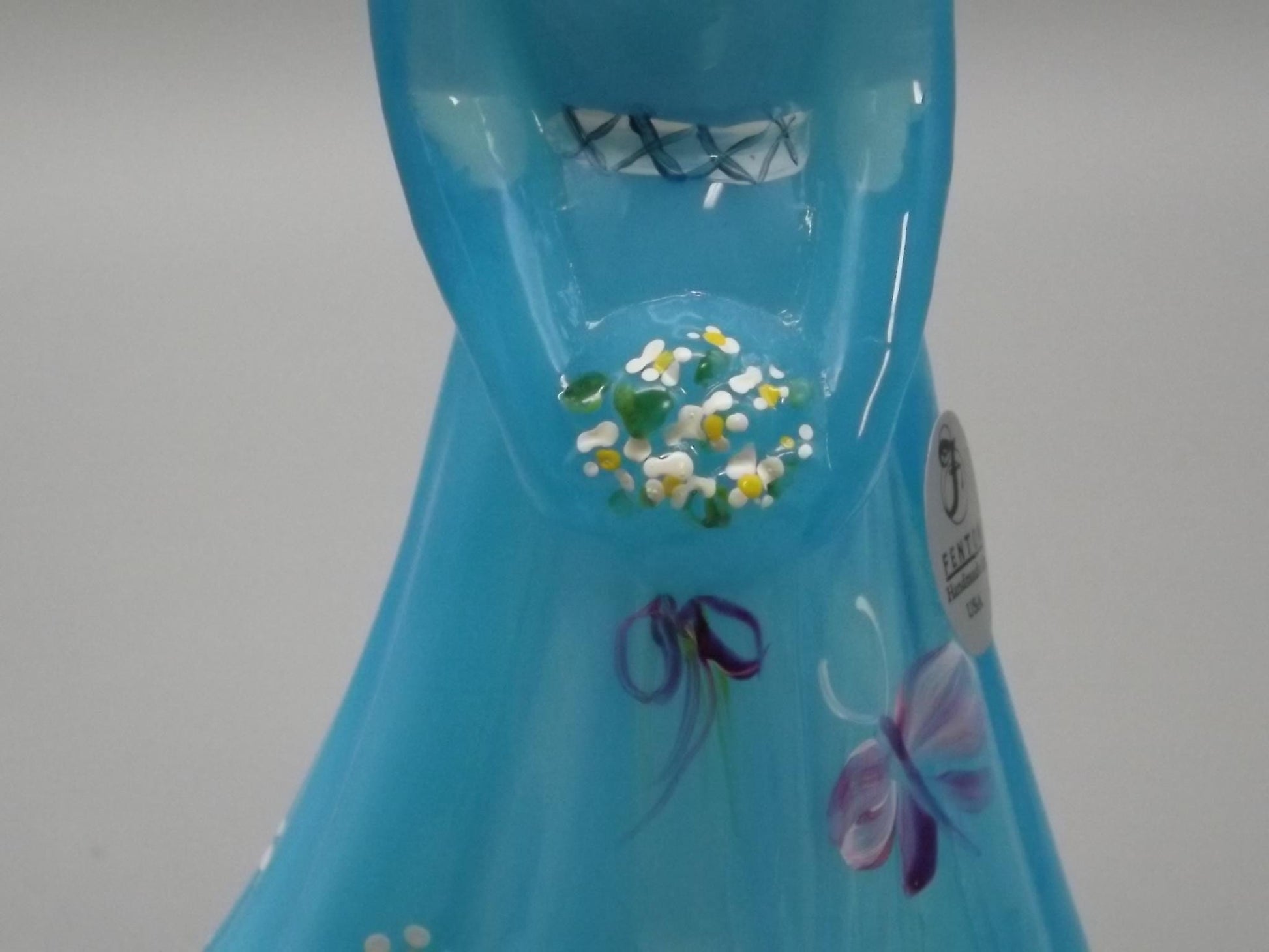 Vintage Fenton Bridesmaid Figurine: Hand-Painted Sky Blue Glass