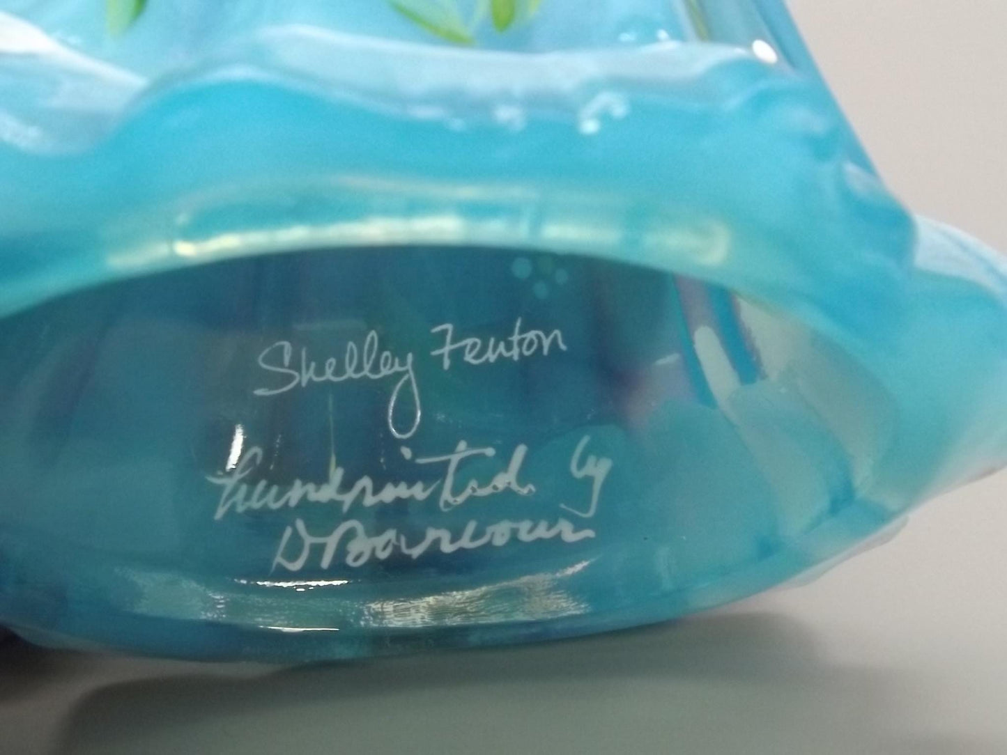 Vintage Fenton Bridesmaid Figurine: Hand-Painted Sky Blue Glass