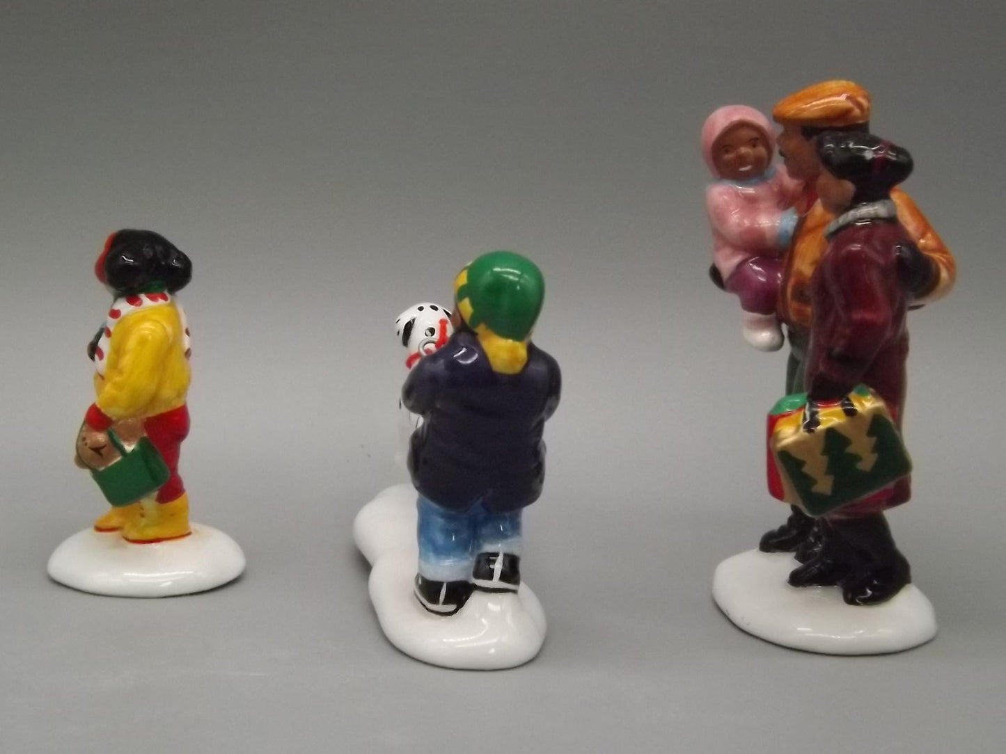 Vintage Snow Village Family Shopping Figurine Set