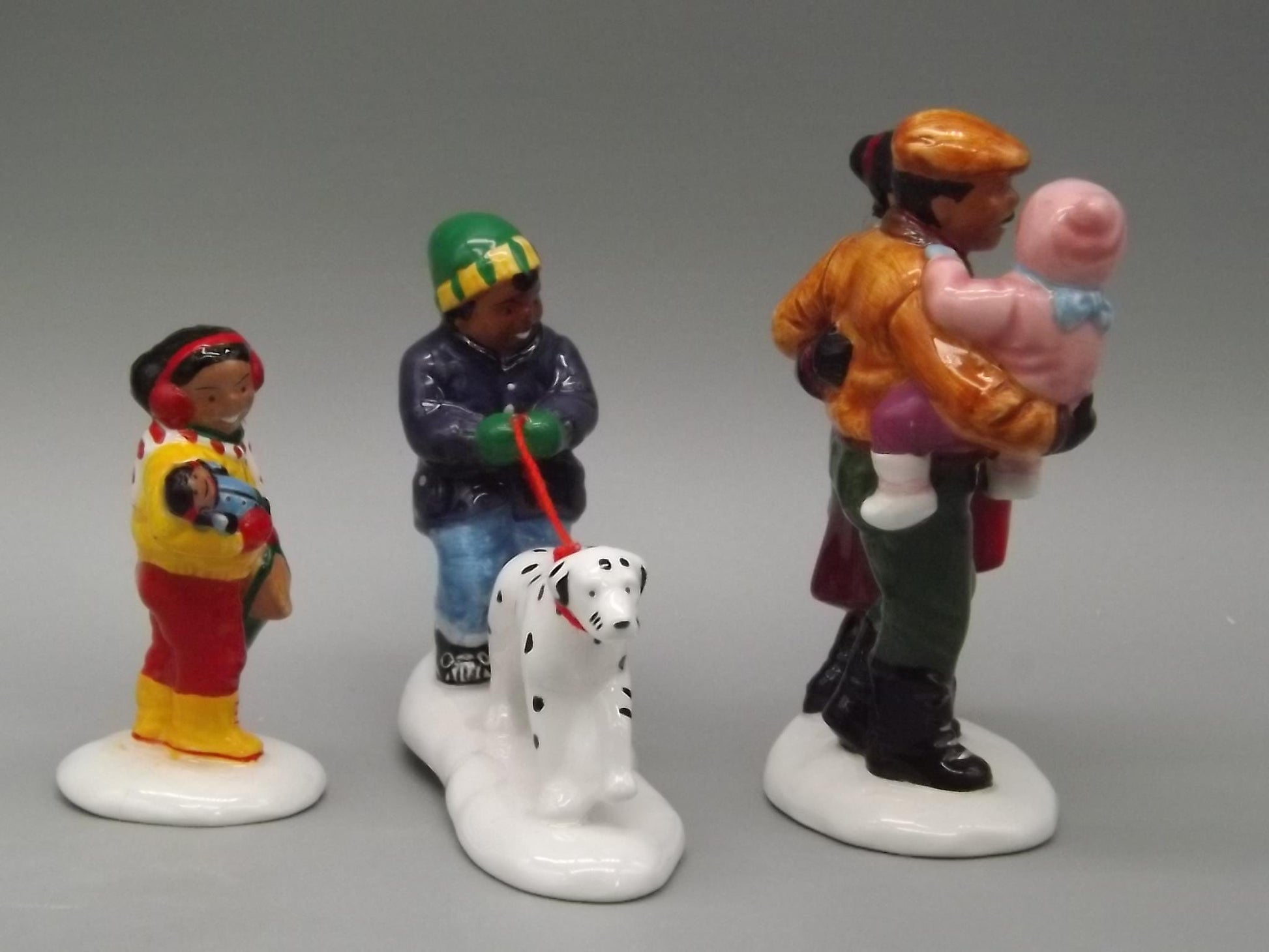 Vintage Snow Village Family Shopping Figurine Set