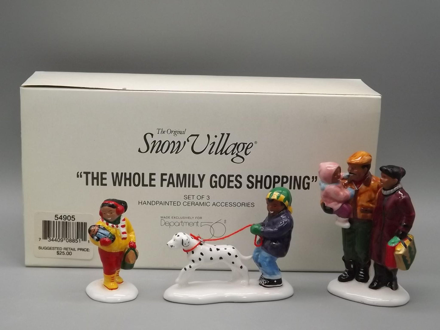 Vintage Snow Village Family Shopping Figurine Set