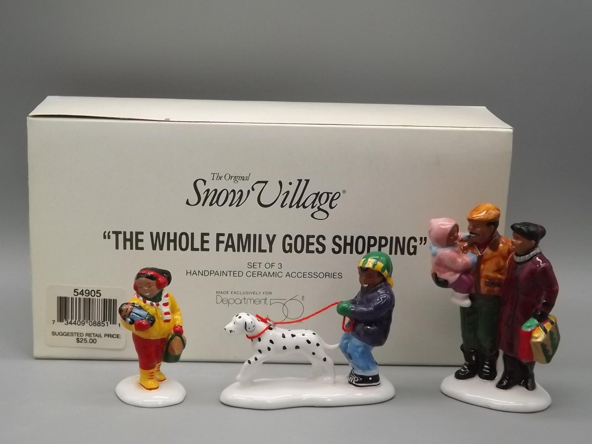 Vintage Snow Village Family Shopping Figurine Set
