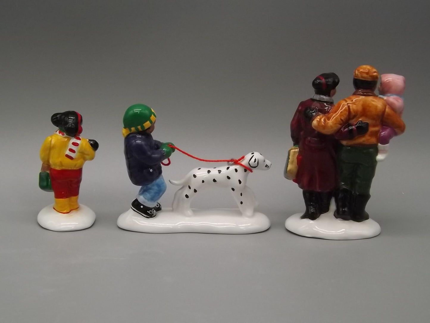 Vintage Snow Village Family Shopping Figurine Set