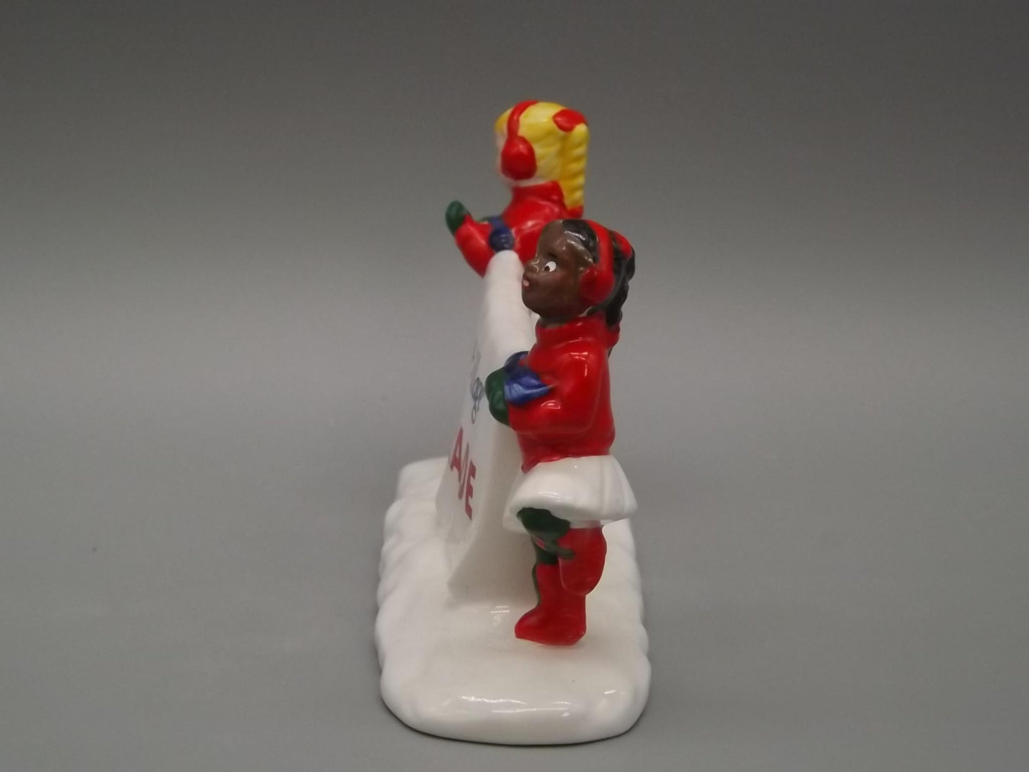 Vintage Snow Village Figurine: "Come Join the Parade" Banner Girls, #5411-9 (With Box)