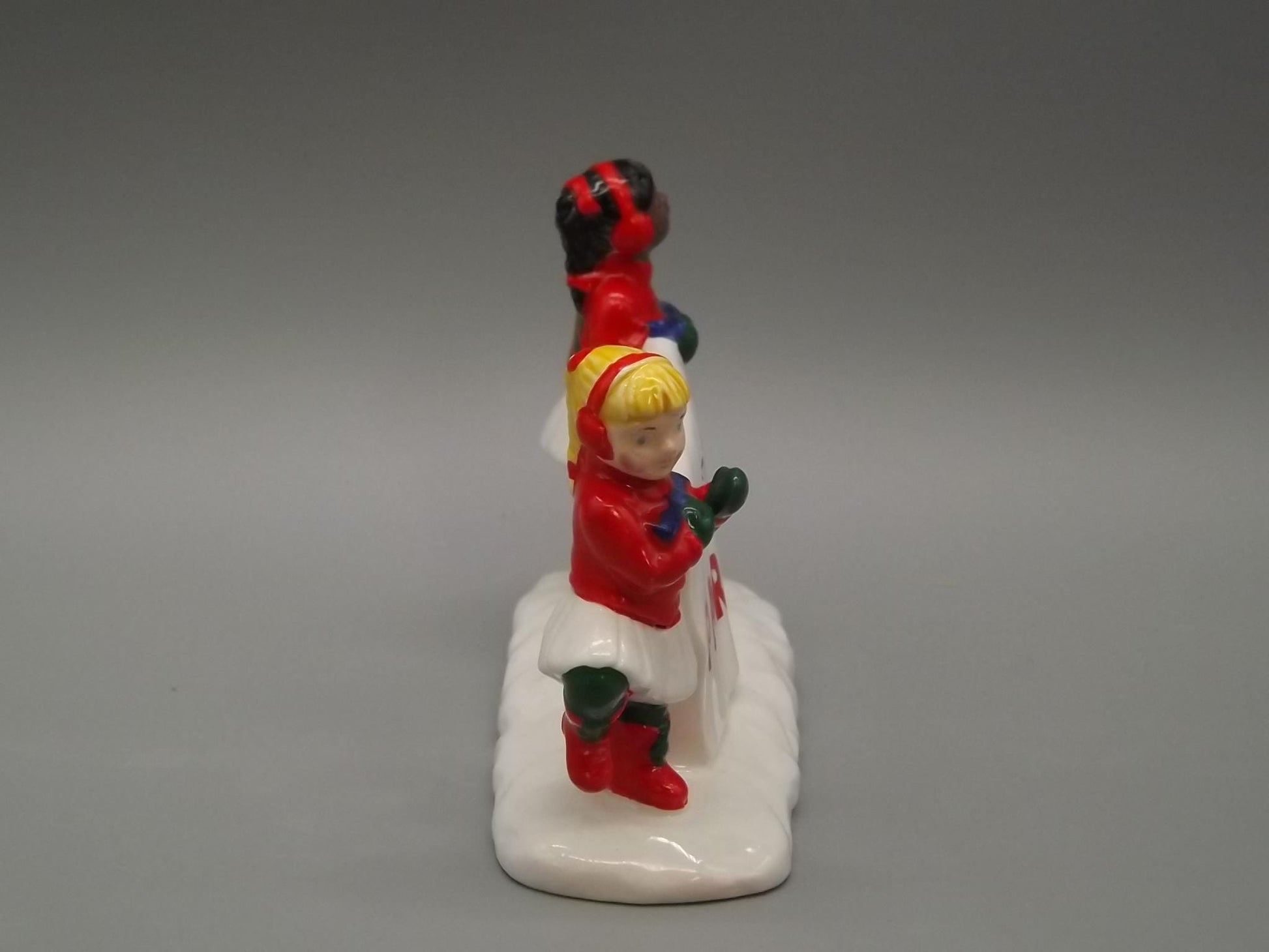 Vintage Snow Village Figurine: "Come Join the Parade" Banner Girls, #5411-9 (With Box)