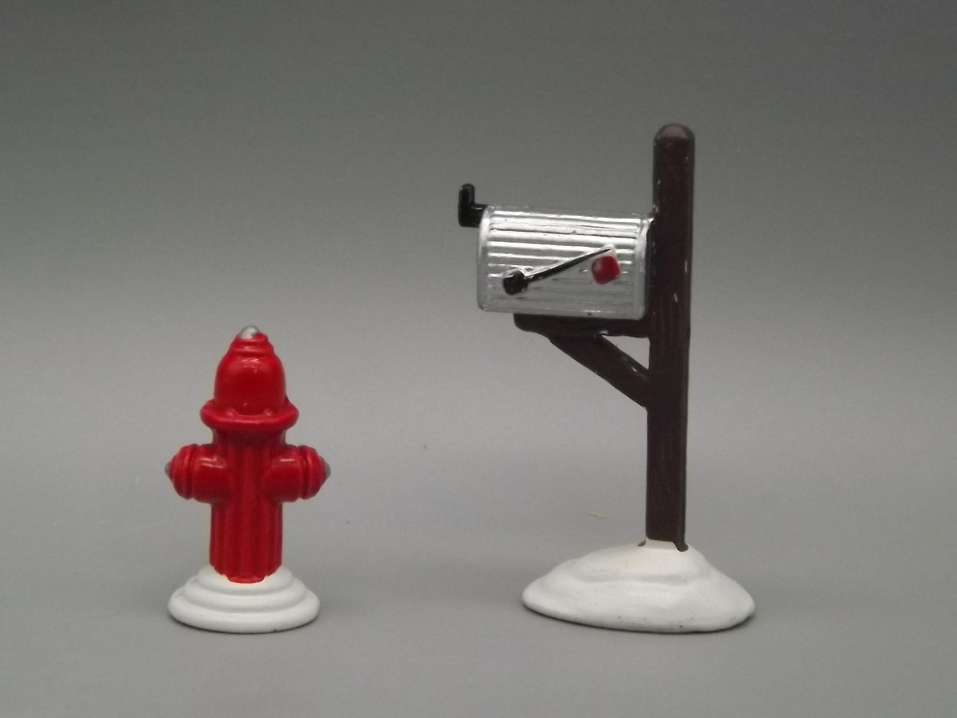 Vintage Snow Village Fire Hydrant and Mailbox Figures - #5132-2