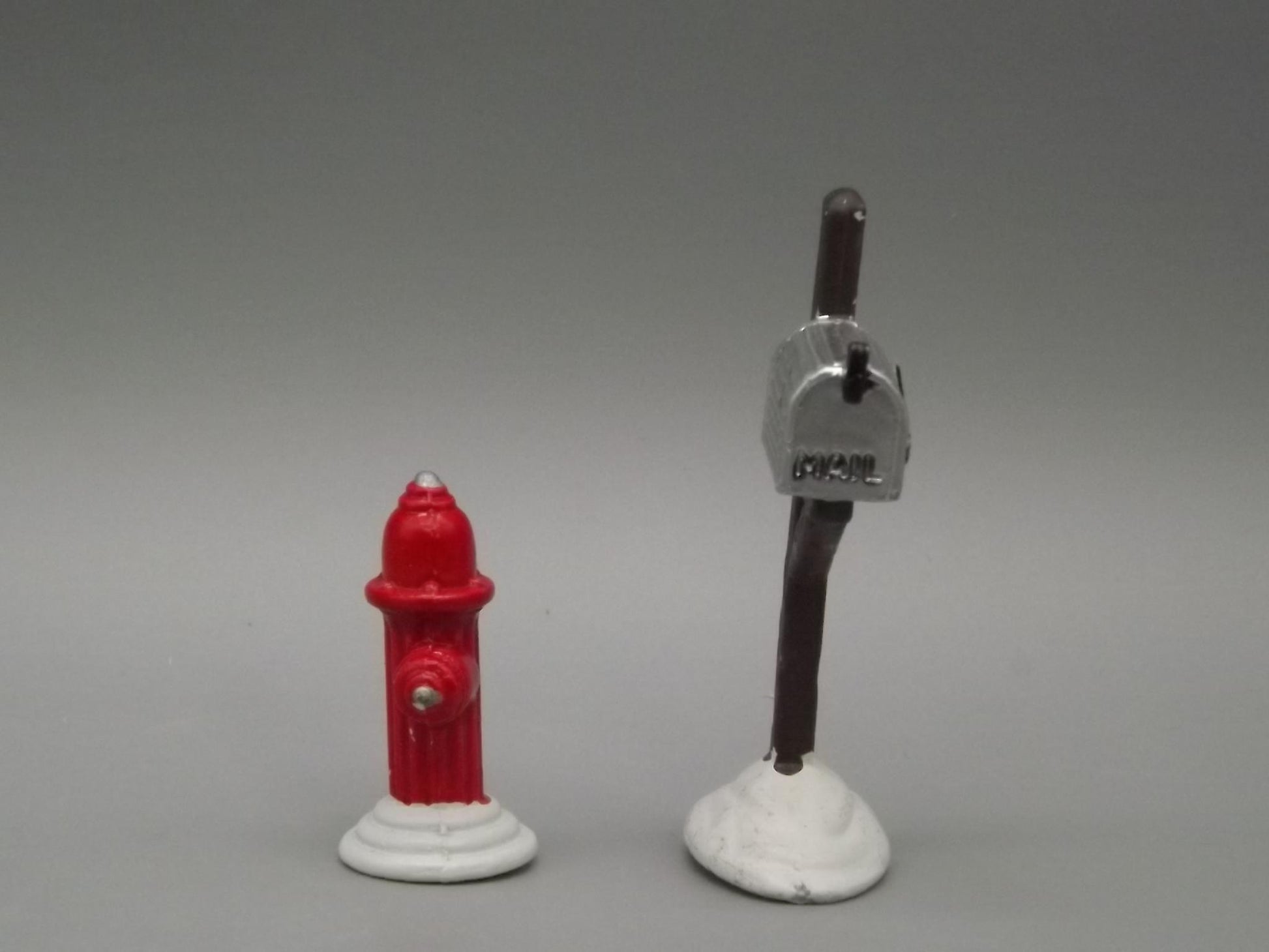 Vintage Snow Village Fire Hydrant and Mailbox Figures - #5132-2