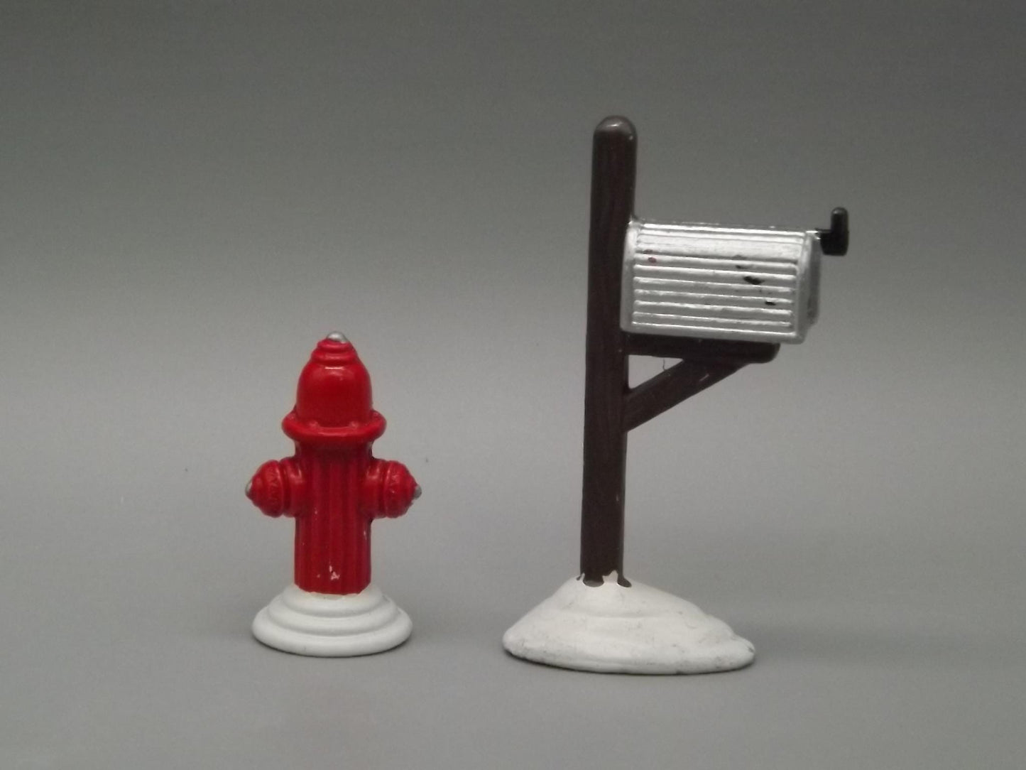 Vintage Snow Village Fire Hydrant and Mailbox Figures - #5132-2