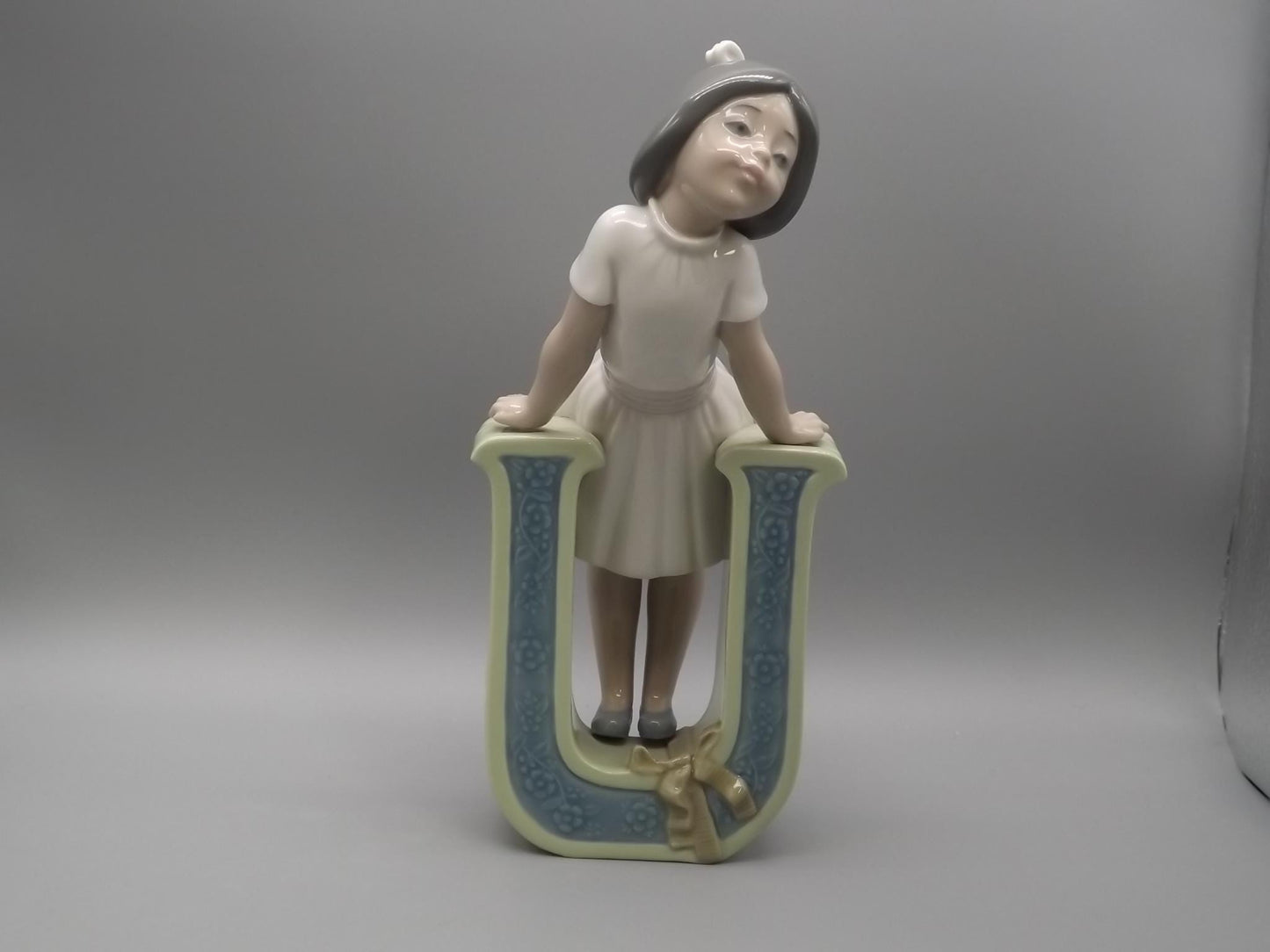 Vintage Lladro Figurine: "U is for Ursala" Girl in Letter (1982)