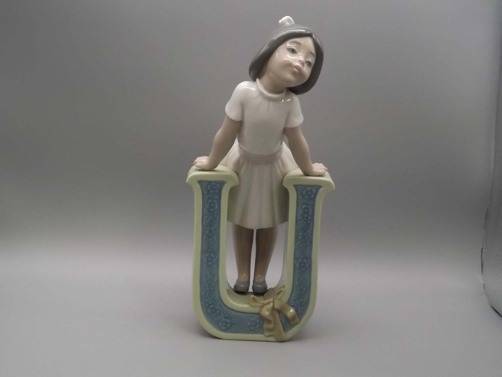 Vintage Lladro Figurine: "U is for Ursala" Girl in Letter (1982)