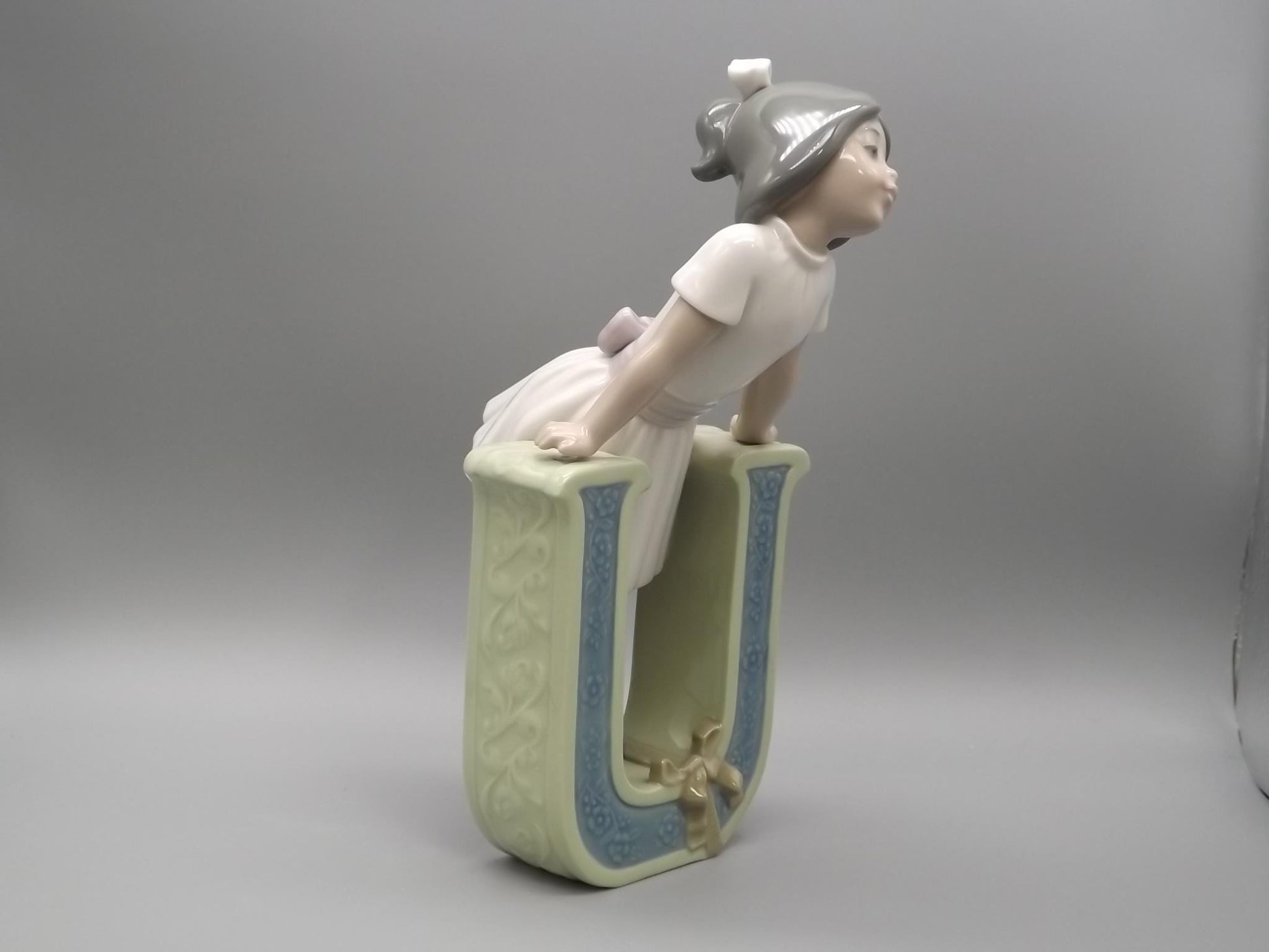 Vintage Lladro Figurine: "U is for Ursala" Girl in Letter (1982)