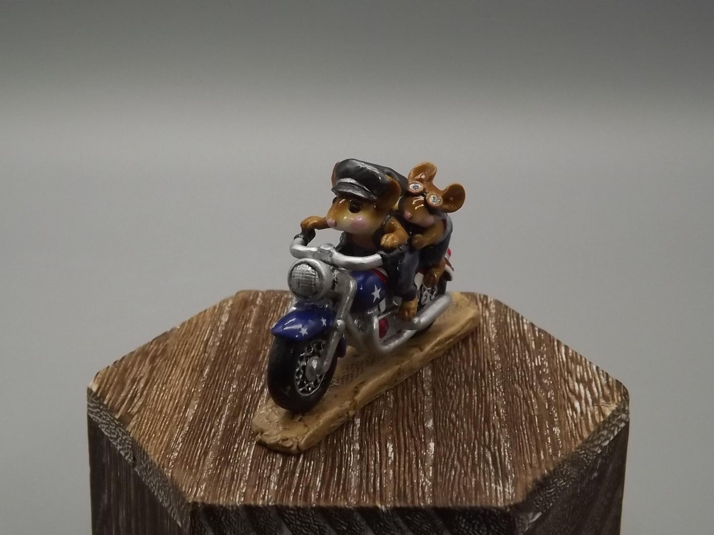 Rare Wee Forest Folk Figurine: "Free Wheelin" Motorcycle Mice