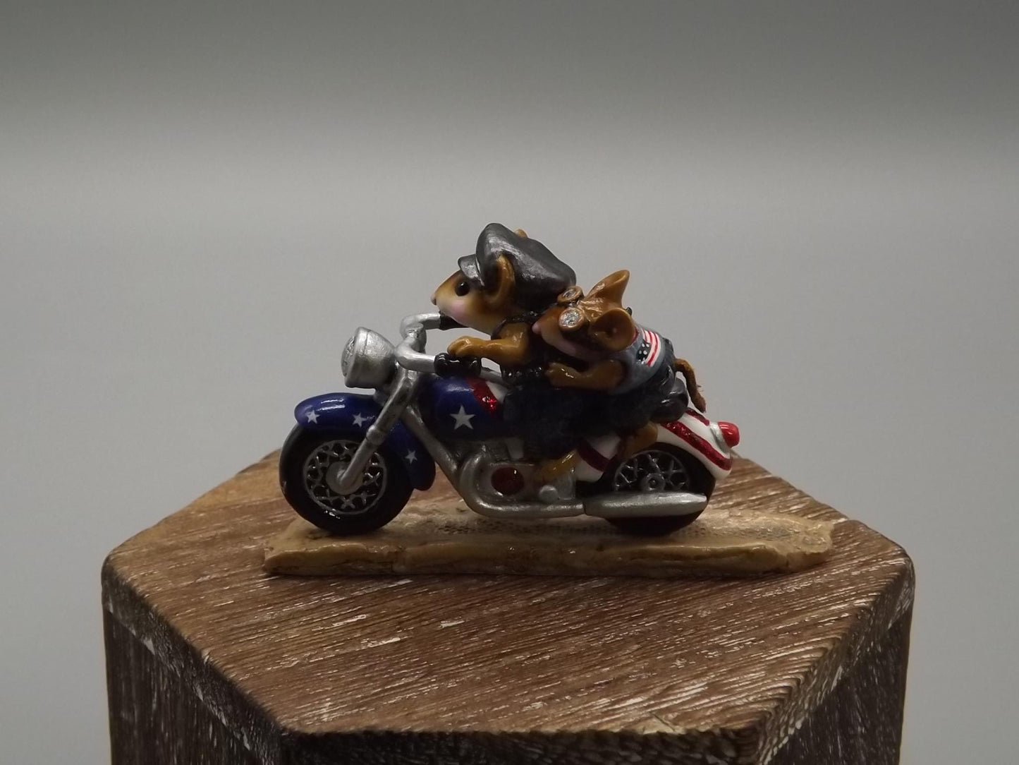Rare Wee Forest Folk Figurine: "Free Wheelin" Motorcycle Mice