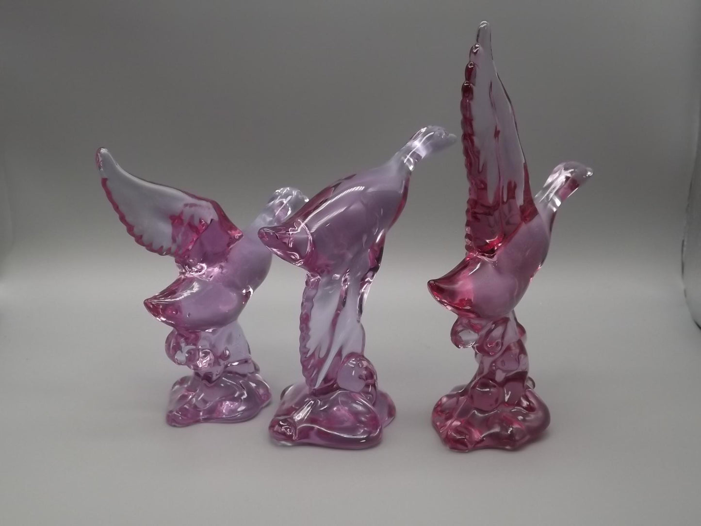 Vintage Heisey Lavender Ice Glass Mallard Figurines - Dalzell Mold Set