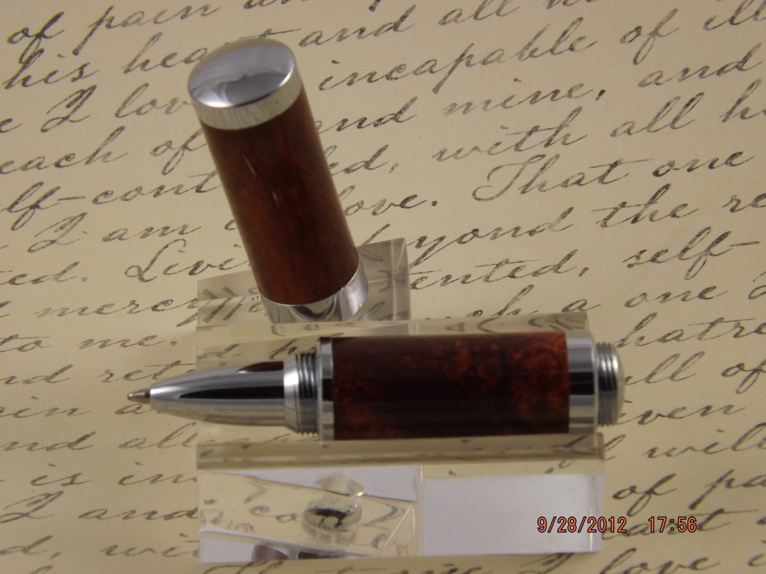 Handmade Pearlized Molten Copper Acrylic Lipstick sized Pen.