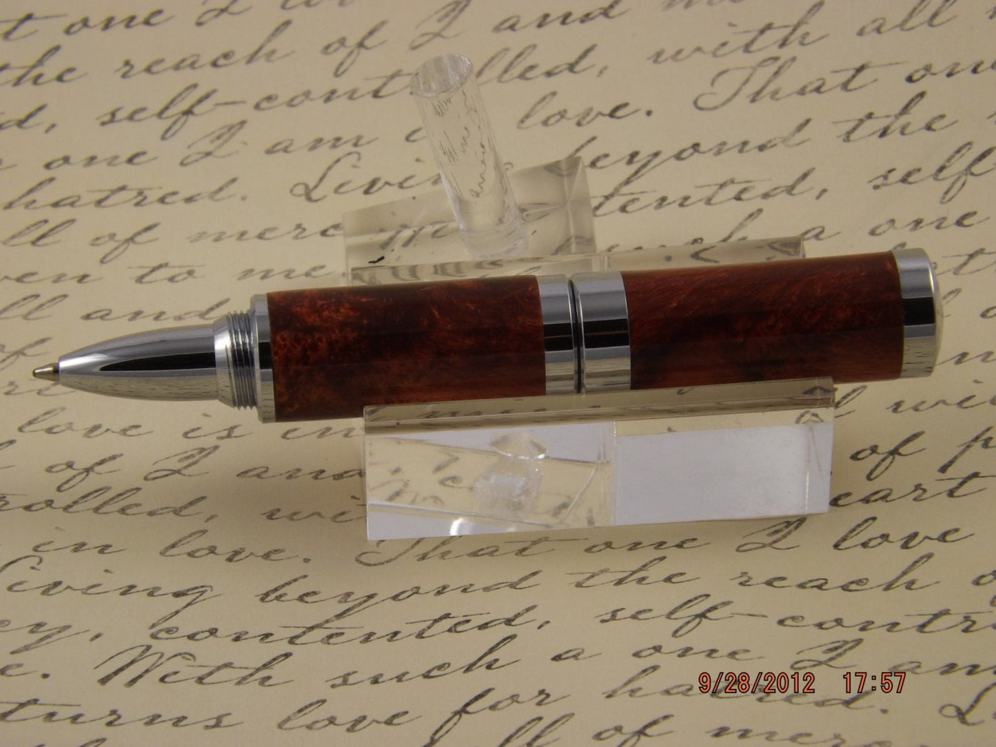 Handmade Pearlized Molten Copper Acrylic Lipstick sized Pen.