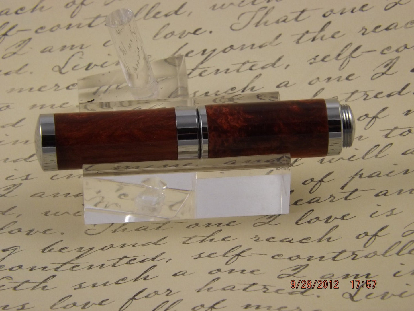 Handmade Pearlized Molten Copper Acrylic Lipstick sized Pen.