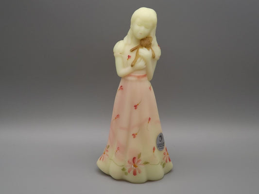 Vintage Fenton Little Sister Roselene Figure. Hand painted and signed by the artist M. Kibbe.