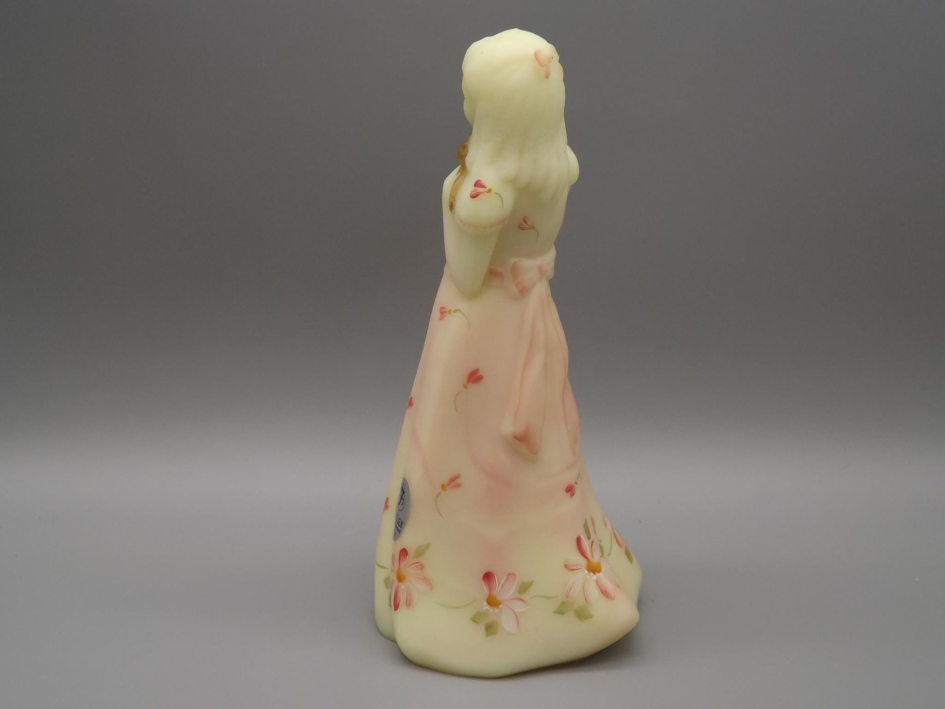 Vintage Fenton Little Sister Roselene Figure. Hand painted and signed by the artist M. Kibbe.