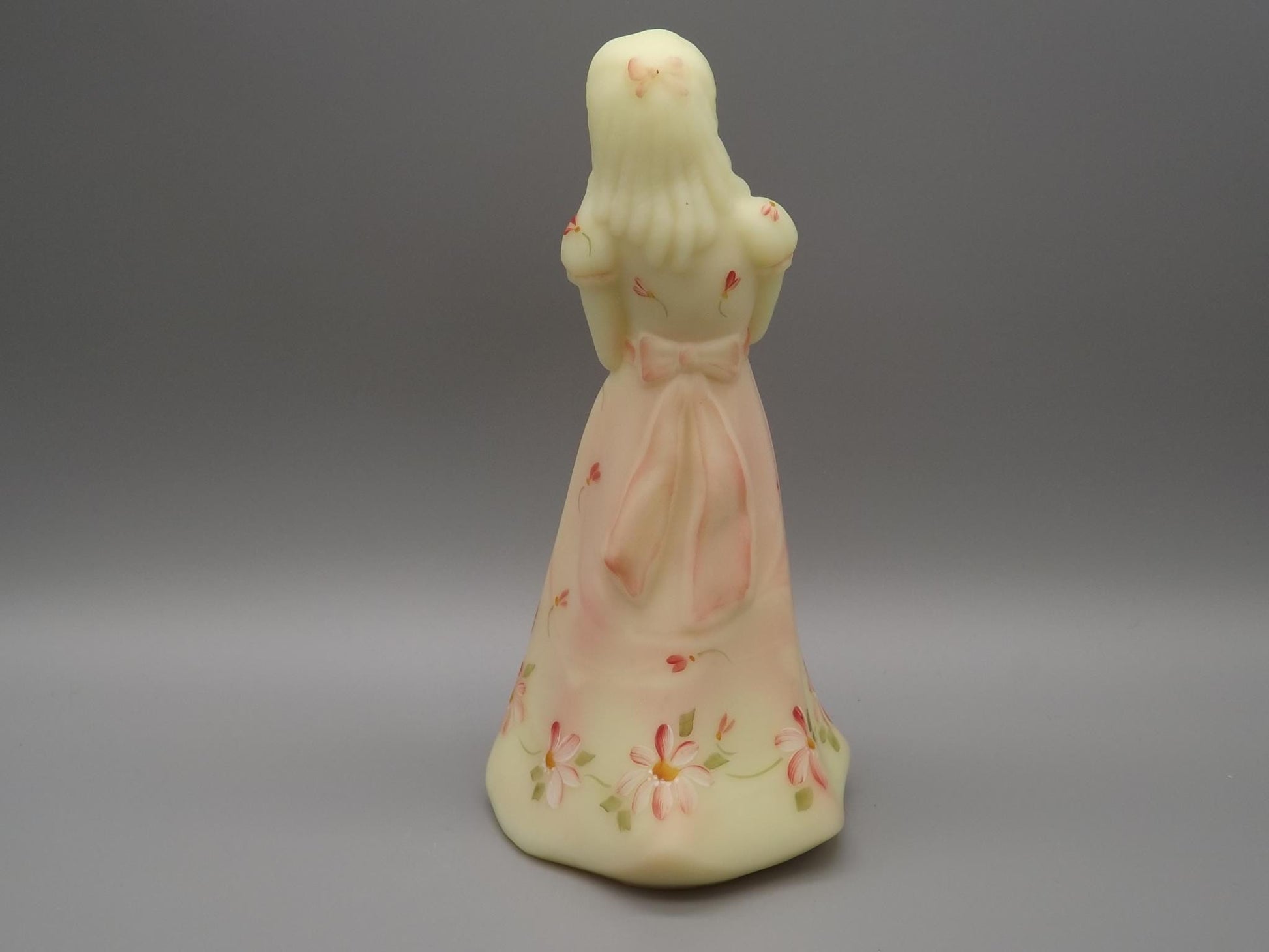 Vintage Fenton Little Sister Roselene Figure. Hand painted and signed by the artist M. Kibbe.