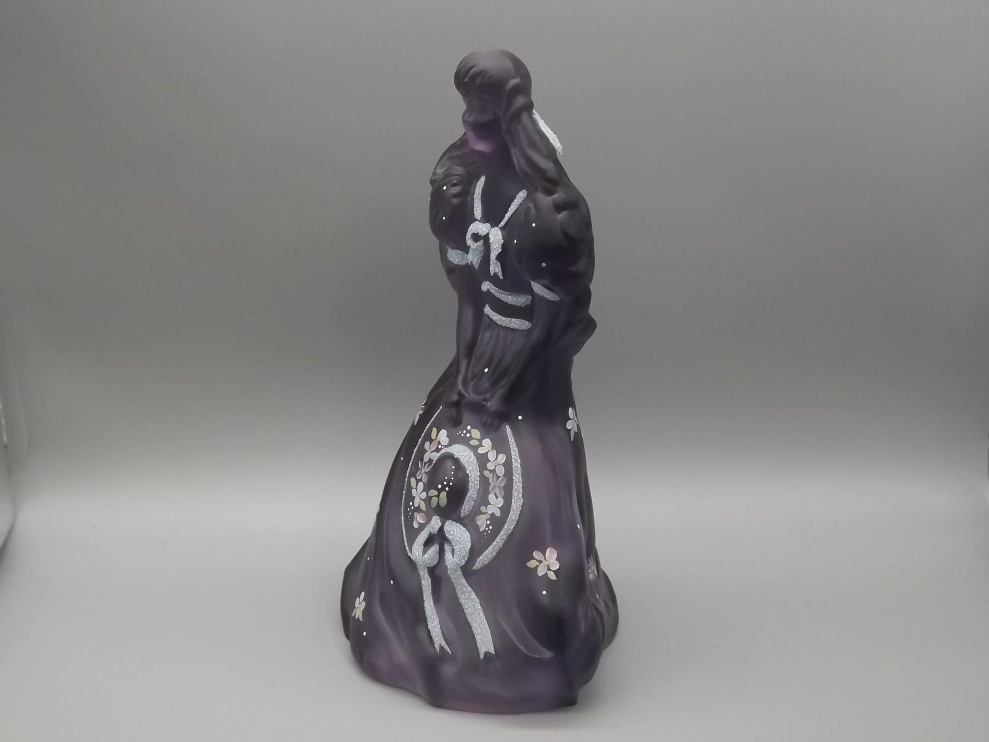 Vintage Fenton Satin Violet Southern Belle Figurine: Hand-Painted 95th Anniversary Edition